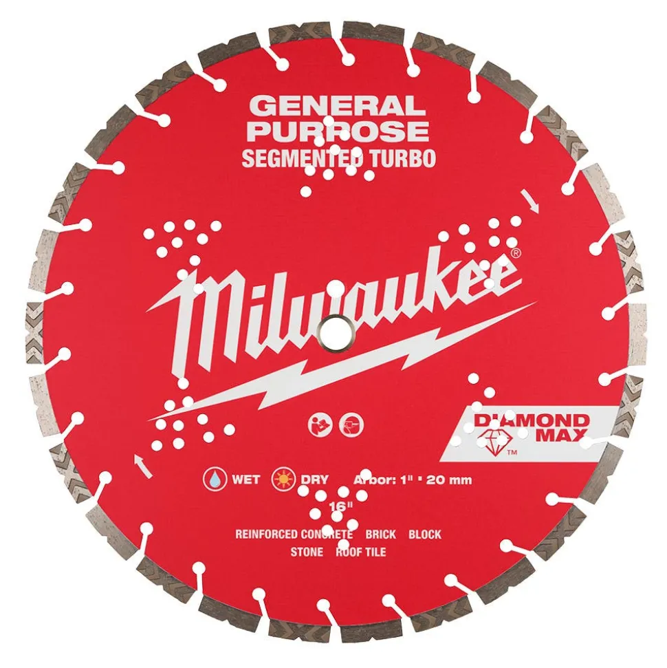 Milwaukee Tools 16" Diamond Max Segmented Turbo, General Purpose Diamond Blade 49-93-9016