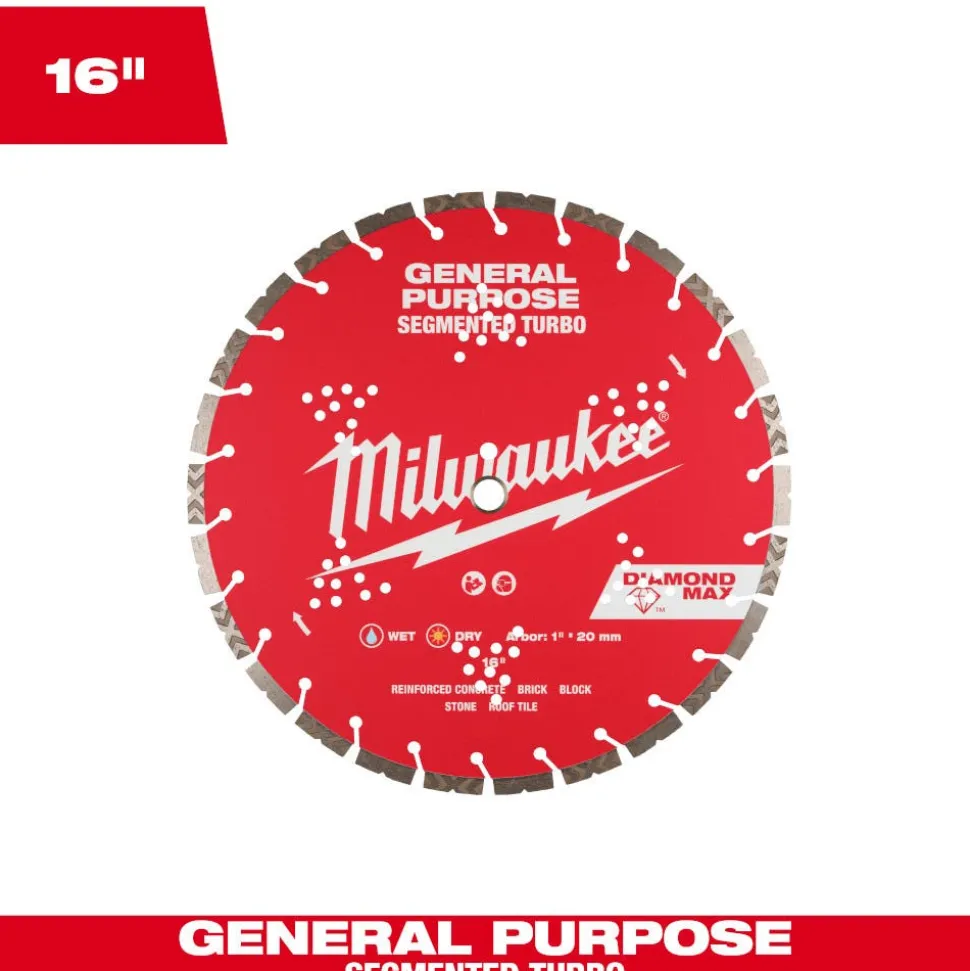 Milwaukee Tools 16" Diamond Max Segmented Turbo, General Purpose Diamond Blade 49-93-9016