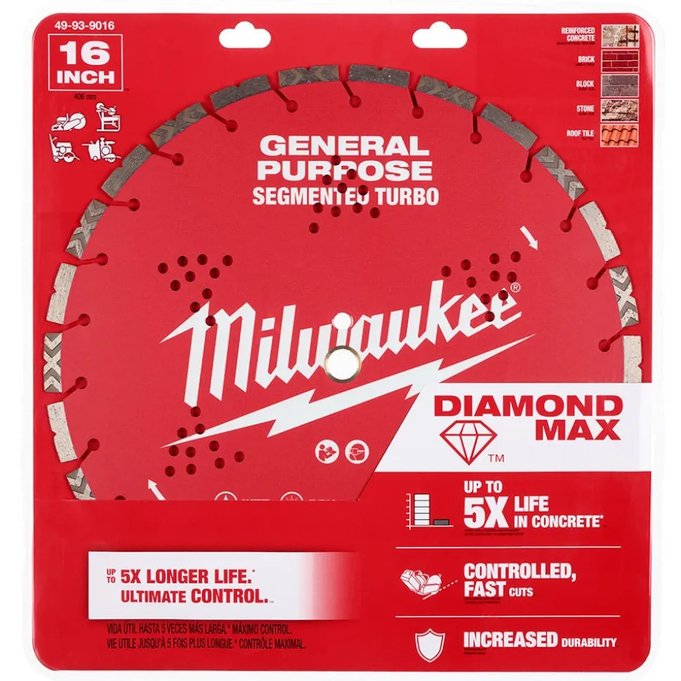Milwaukee Tools 16" Diamond Max Segmented Turbo, General Purpose Diamond Blade 49-93-9016