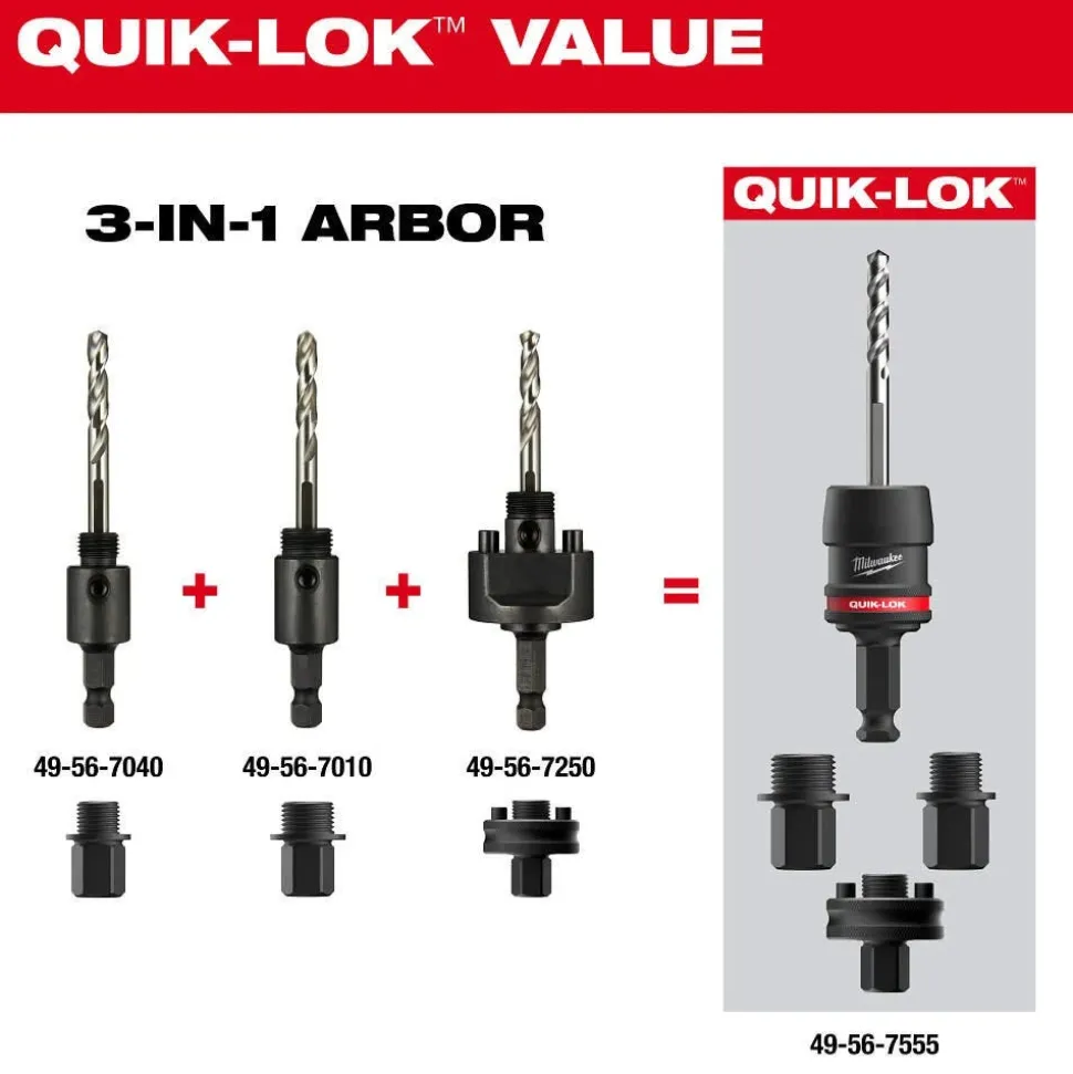 Milwaukee Tools 3/8" QUIK-LOK Arbor Set 5PC 49-56-7545