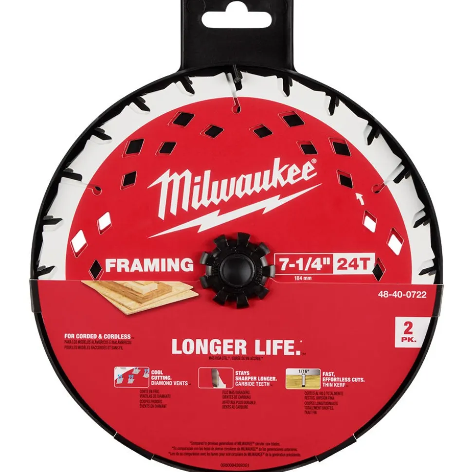 Milwaukee Tools 7-1/4" 24T Framing Circular Saw Blade - 2PK 48-40-0722