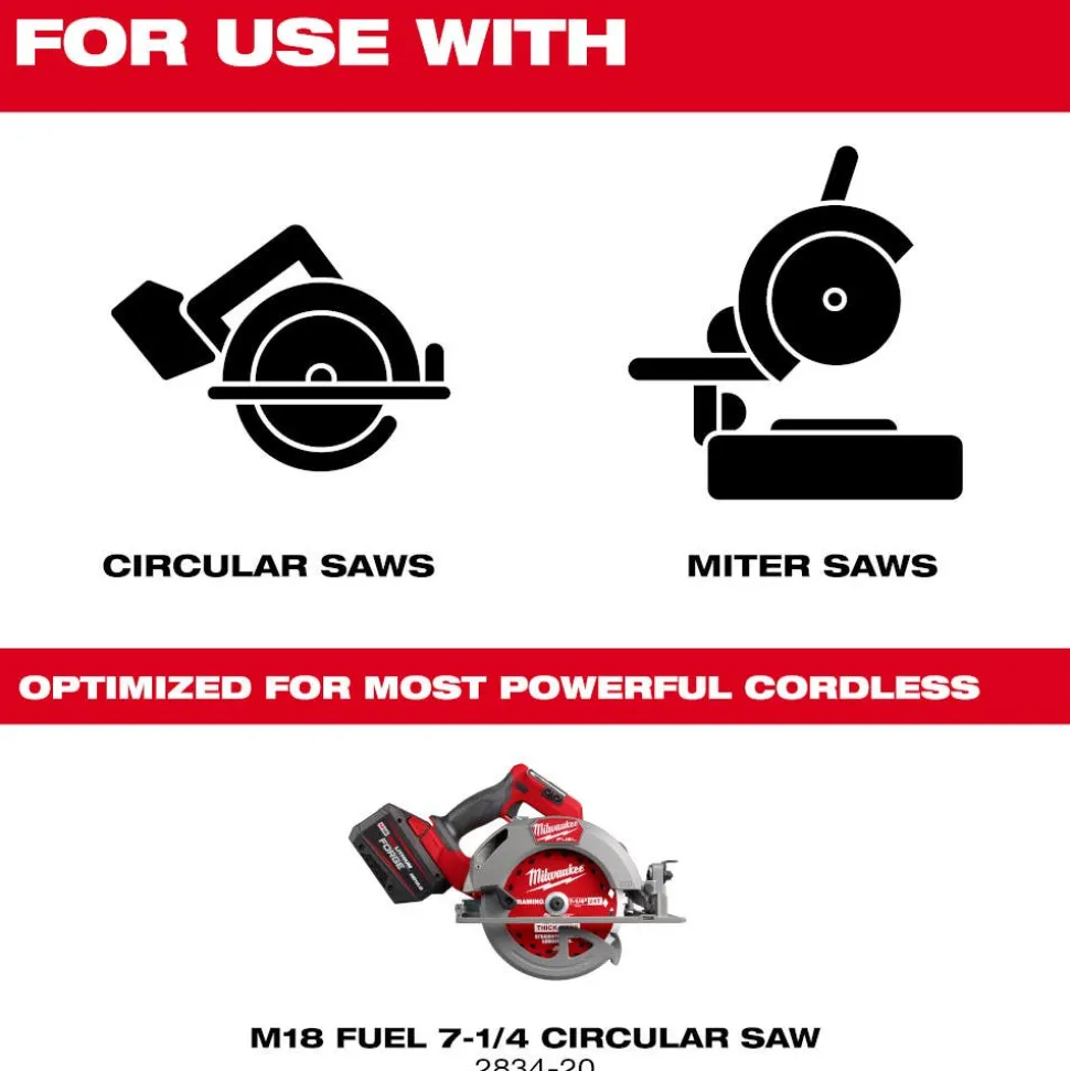 Milwaukee Tools 7-1/4" 24T Thick Kerf Framing Circular Saw Blade 48-40-0740