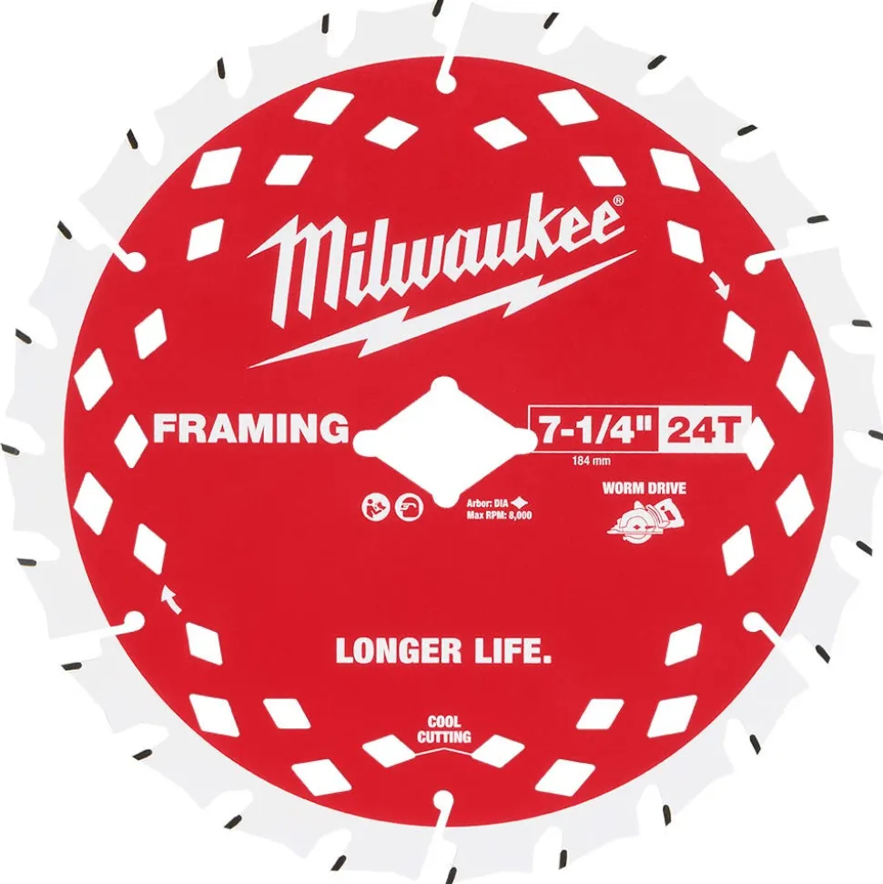 Milwaukee Tools 7-1/4" 24T Worm Drive Framing Circular Saw Blades 48-41-0723