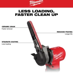 Milwaukee Tools 3/8” x 13” 80 Grit Bandfile Belts – 4 pack 48-80-7080