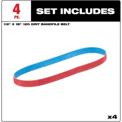 Milwaukee Tools 1/2” x 18” 120 Grit Bandfile Belts – 4 pack 48-80-9120