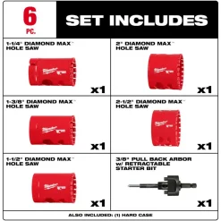 Milwaukee Tools Diamond Max Hole Saw Set - 6PC 49-56-5730