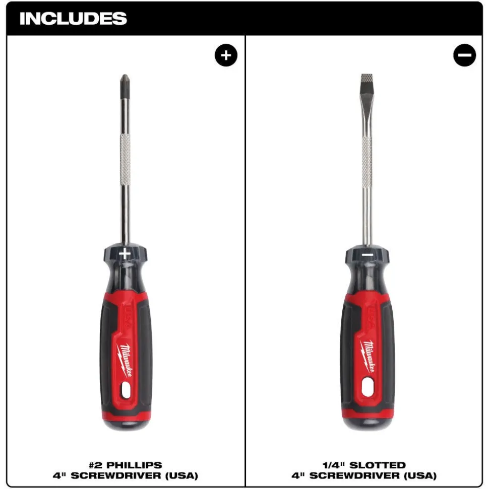 Milwaukee Tools 2PC Cushion Grip Screwdriver Set (USA) MT200-2