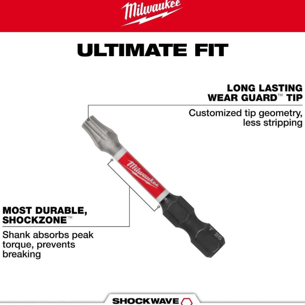 Milwaukee Tools SHOCKWAVE™ Impact Duty 1" T45 Insert Bits 2Pk 48-32-4991