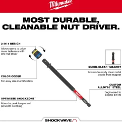 Milwaukee Tools SHOCKWAVE™ Impact Duty 5/16” and 3/8” x 6” QUIK-CLEAR™ 2-in-1 Magnetic Nut Driver 49-66-4746