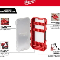Milwaukee Tools SHOCKWAVE Impact Duty 60 Piece Drill, Drive & Fasten PACKOUT Set 48-32-5162