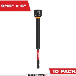 Milwaukee Tools SHOCKWAVE Impact Duty 9/16" x 6" Magnetic Nut Driver 10 PACK 49-66-4688
