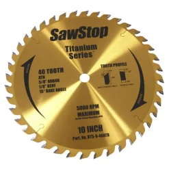 SawStop Table Saws SawStop 10" 40-Tooth Titanium Series Woodworking Table Saw Blade BTS-R-40ATB BTS-R-40ATB