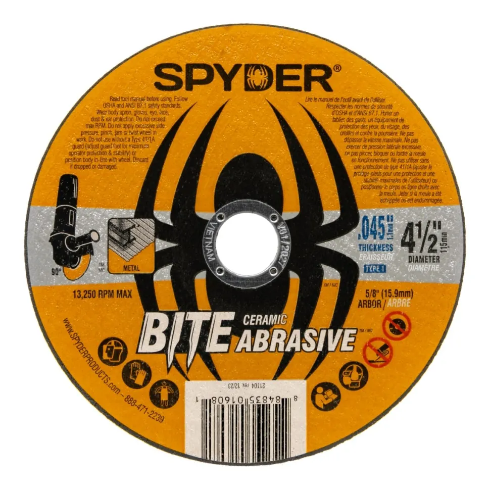 Spyder 4.5" Bonded Ceramic Abrasive Cut-Off Wheel 21104