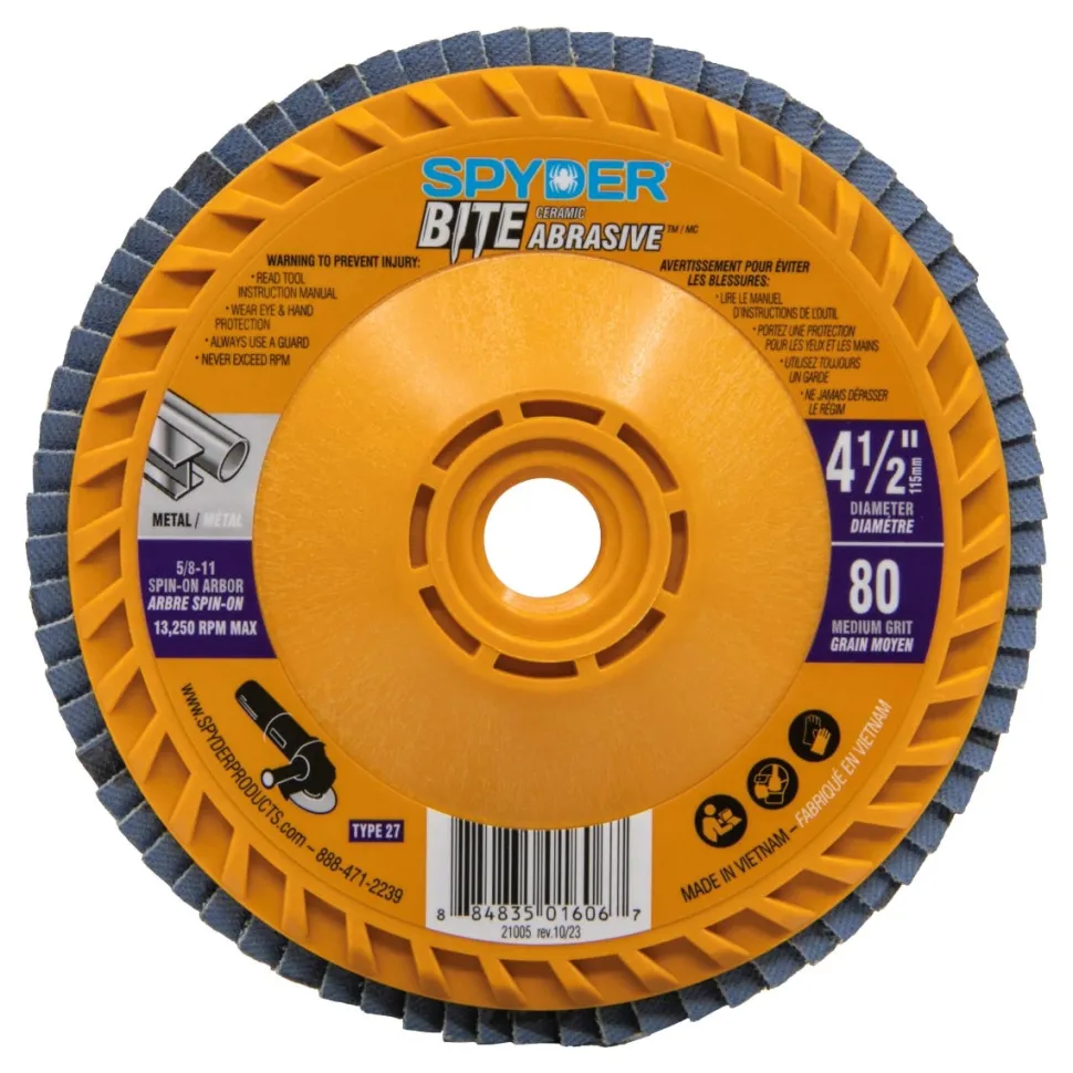 Spyder 4.5" Ceramic 80-Grit Flap Disc 21005