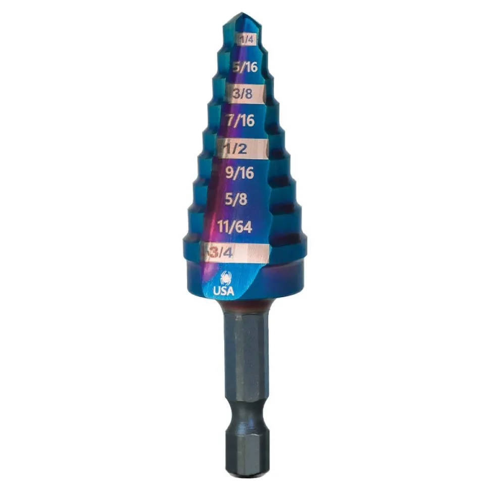 Spyder 1/4 to 3/4" Hex Shank 9 Step Drill Bit 19021