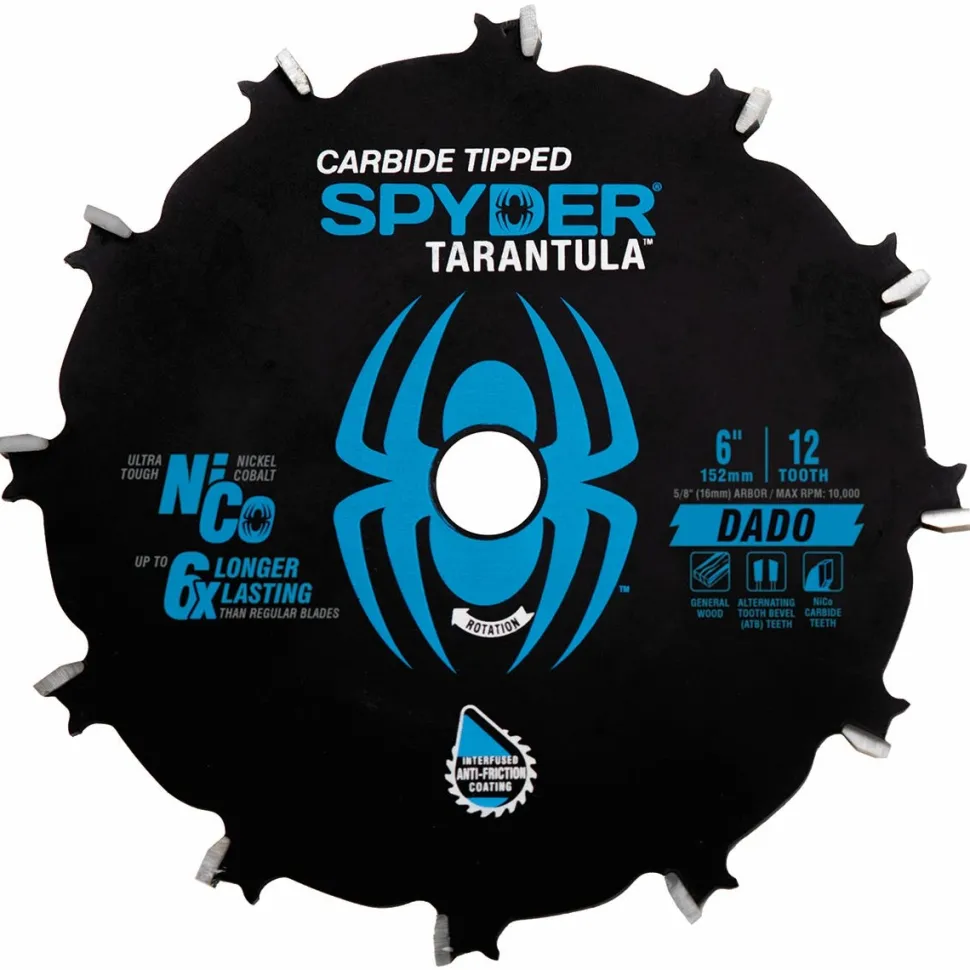 Spyder 6" 12-Tooth Dado Tungsten Carbide Tipped Steel Circular Saw Blade 13023