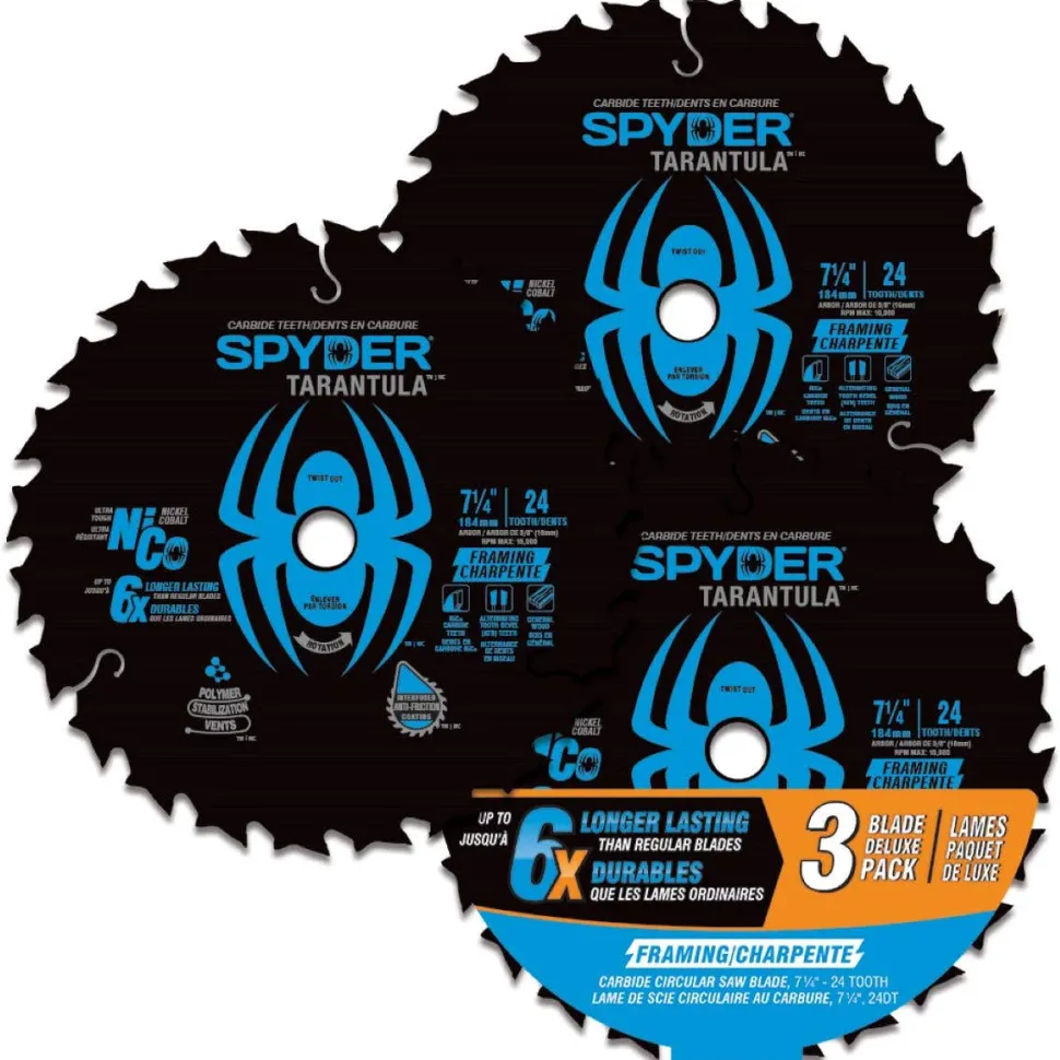 Spyder 7-1/4" 24-Tooth TCT Framing Circular Saw Blade (3-Pack) 13050