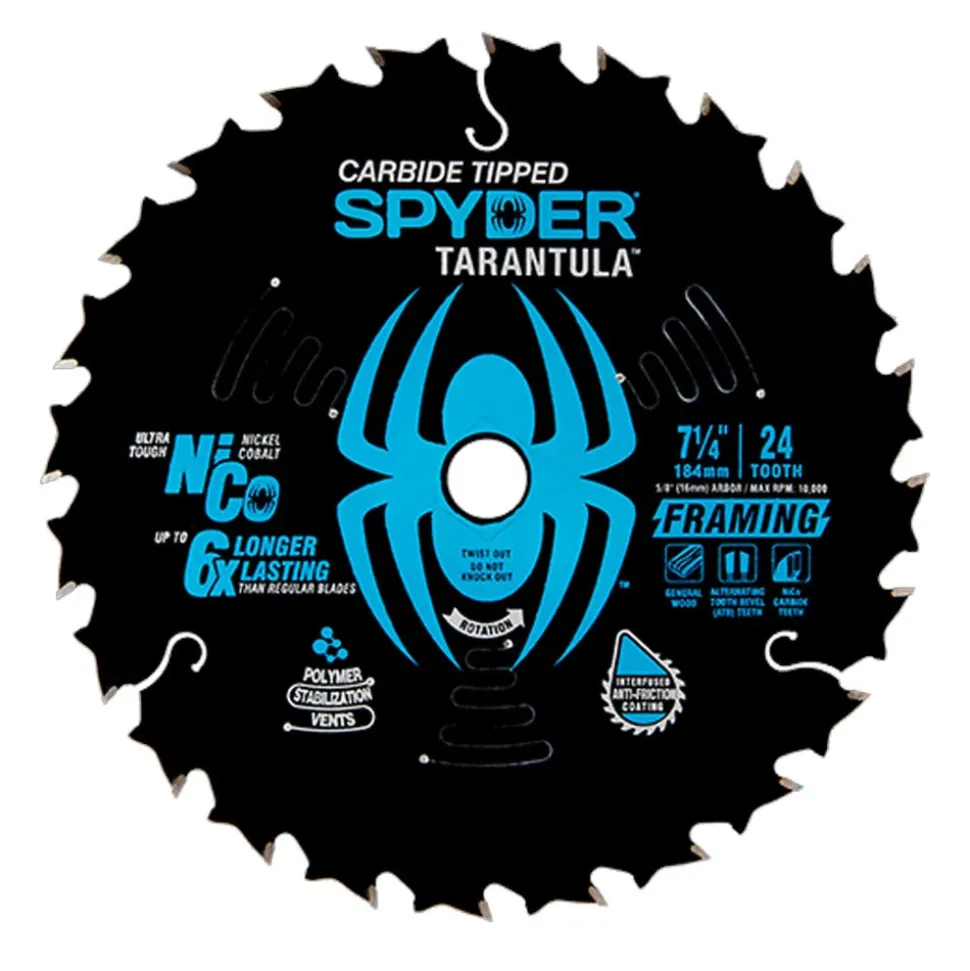 Spyder 7-1/4" 24-Tooth TCT Framing Circular Saw Blade 13001