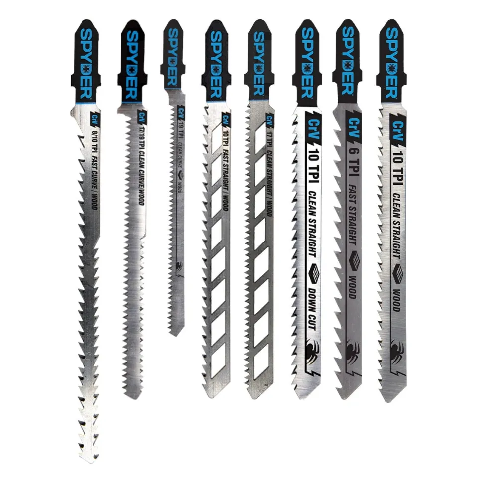Spyder 8-Piece Double-Sided And Skeleton T-Shank High-Carbon Steel Jigsaw Blade Set 300097
