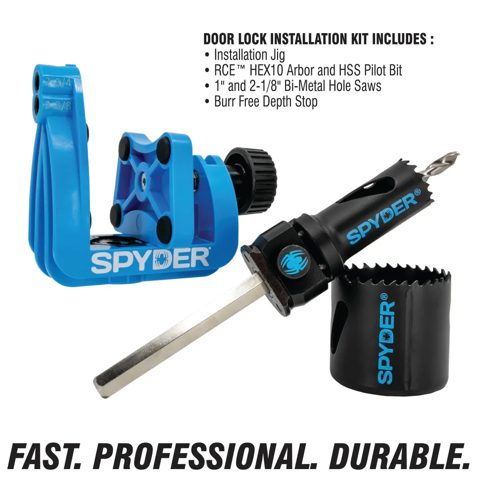 Spyder 5-Piece Rapid Core Eject™ Door Lock Installation Jig and Bi-Metal Hole Saw Kit (1" and 2-1/8") 600884