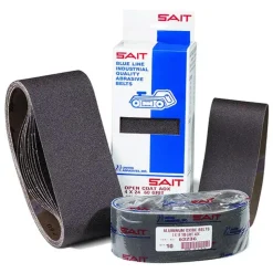 United Abrasives Sait 3" x 21" AO-X Aluminum Oxide Belts, Open Coat, X Weight Cotton, 50 Grit, Blue Line 58163