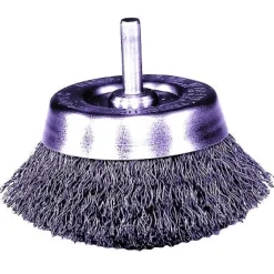 Weiler Stem-Mounted Crimped Wire Cup Brush, 1-3/4", 0.0118" Wire, 1/4" Stem 14301