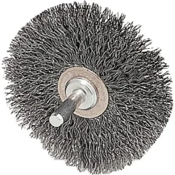 Weiler Stem-Mounted Narrow Conflex Brush, 3" x 1/2", 0.014" Steel, 20000 RPM, 1/4" Stem 17617