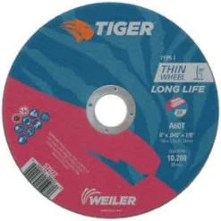 Weiler Tiger AO Cutting Wheel, 6" x 0.045", 7/8" Arbor, A60T, Type 1 57022