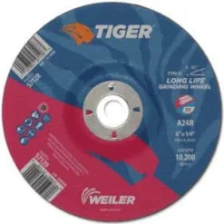 Weiler Tiger AO Grinding Wheel, 6" x 1/4", 7/8" Arbor, A24R, Type 27 57129